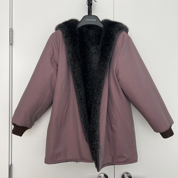 Cozy warm mid-length 2-way hooded jacket - Picture 4 of 10